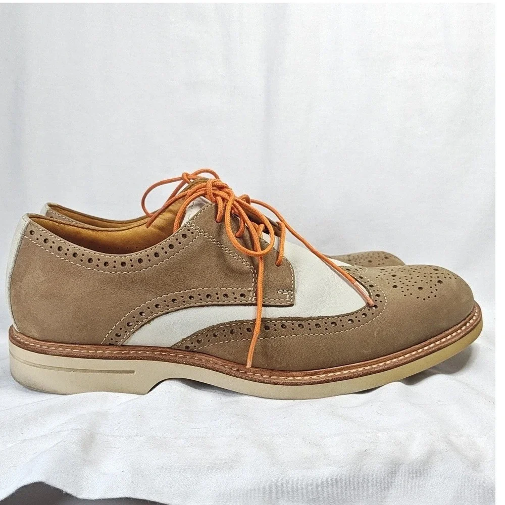 Sperry Top-Sider Gold Cup Wingtip Oxford Tan White Leather Suede Men's 10M